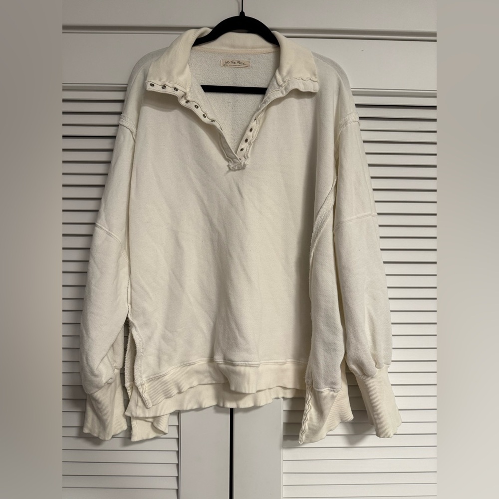 Free People/We The Free Cream Henley Style Sweatshirt